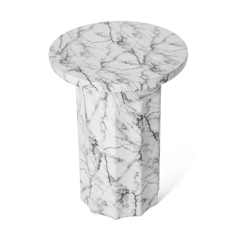 Glitzhome 20.75 H Modern MGO Faux Marble Side Table