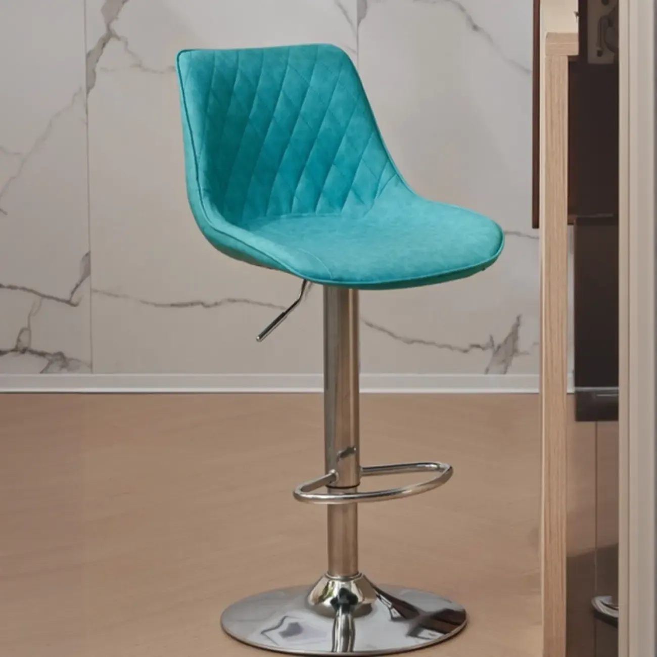 Chic Leather Tufted Swivel Adjustable Bar Stool