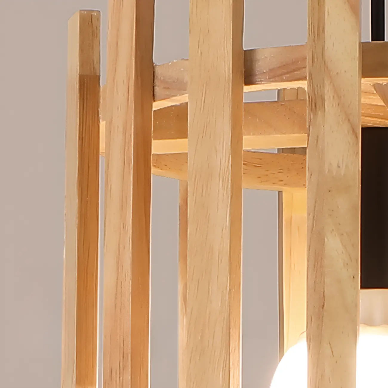 Adjustable Height Rustic Cylinder Wooden Pendant Light