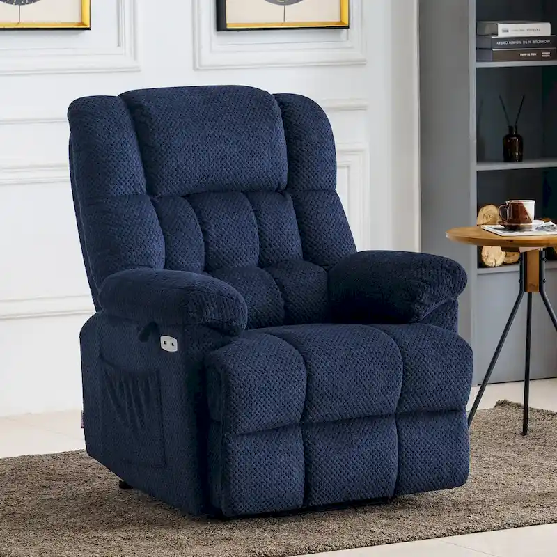 MCombo Power Lift Recliner Chair with Massage, Heat, Adjustable Headrest, Extended Footrest-(PU/Fabric)