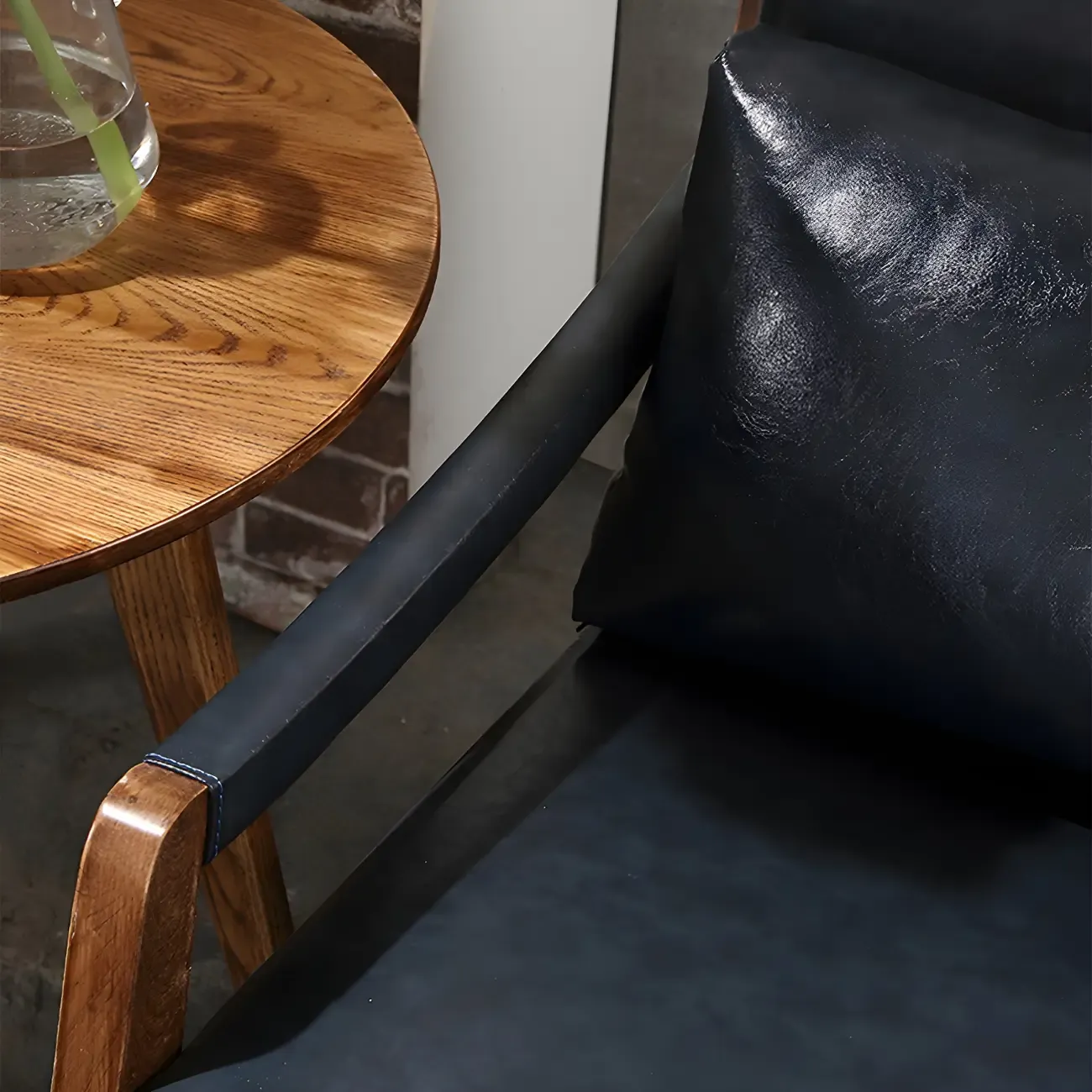 Modern Faux Leather Lounge Chair with Pillow Back