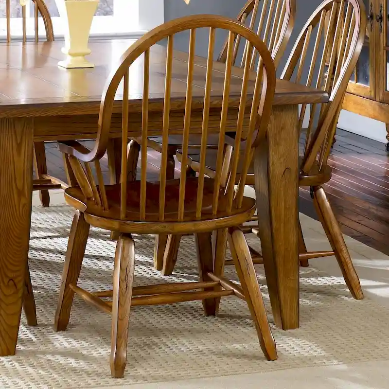 Rustic Oak Bow-back Armchair