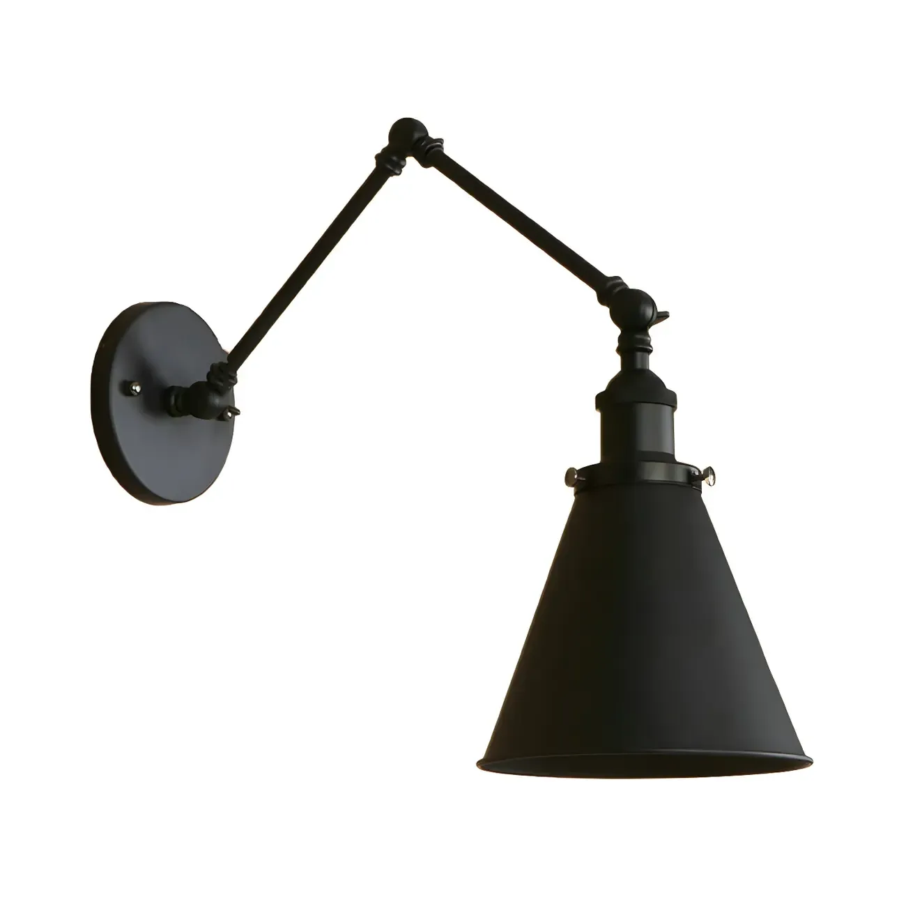 Industrial Metal Cone Swing Arm Wall Light