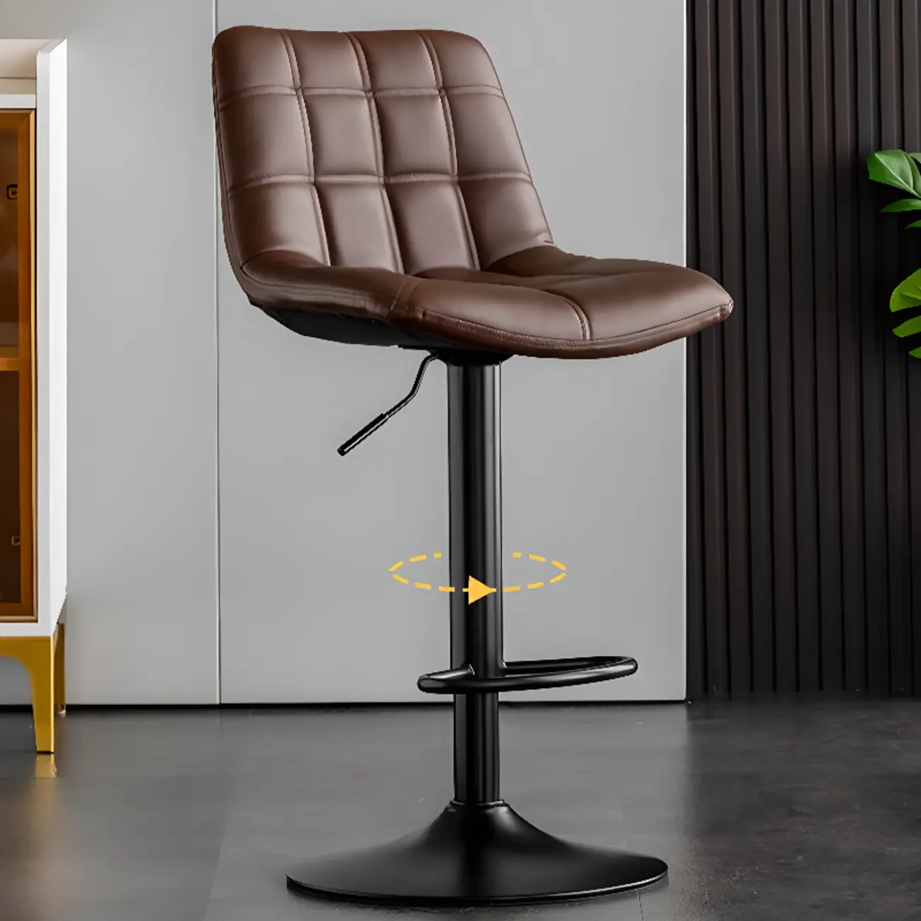 Glam Faux Leather Swivel Adjustable Bar Stools