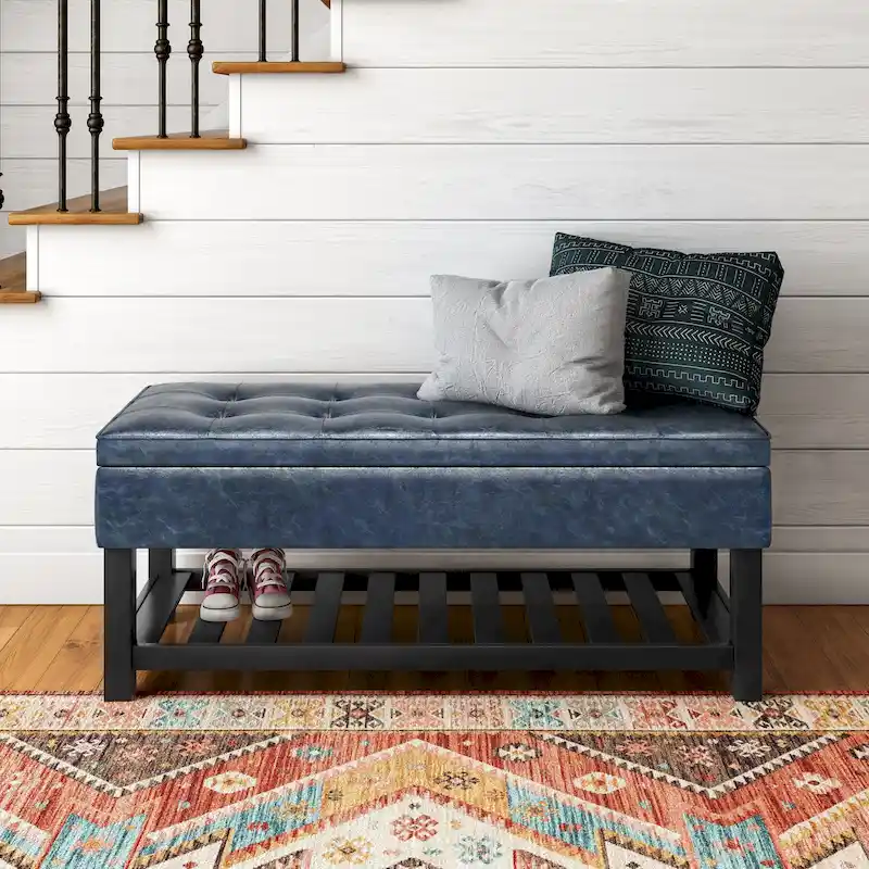 WYNDENHALL Essex 44 inch Wide Transitional Rectangle Ottoman Bench