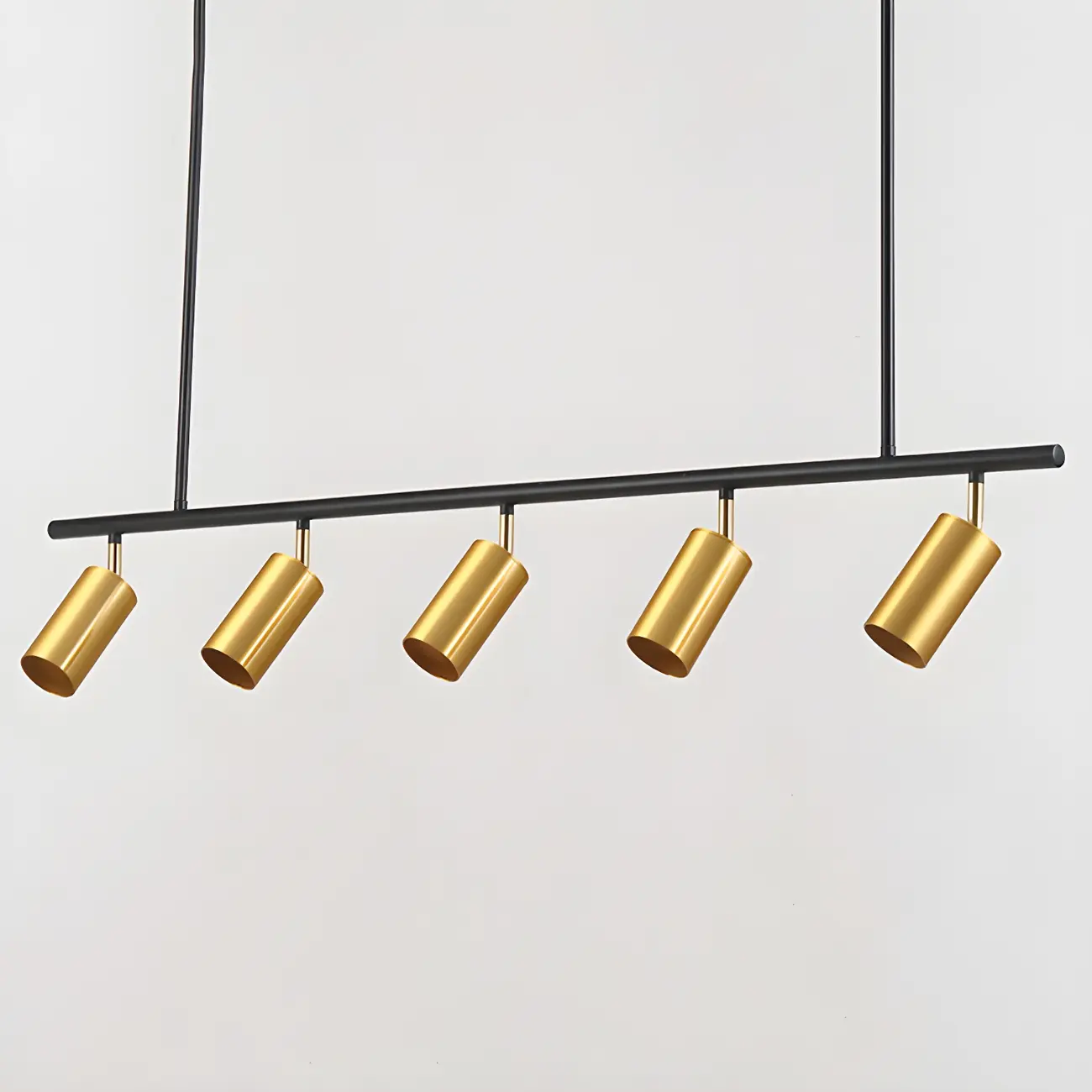 5-Light Modern Black/Gold Metal Cylinder Island Ceiling Light