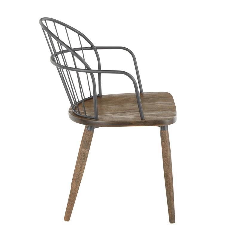 Carbon Loft Ellul Industrial Chair in Dark Walnut Wood and Black Metal - N/A