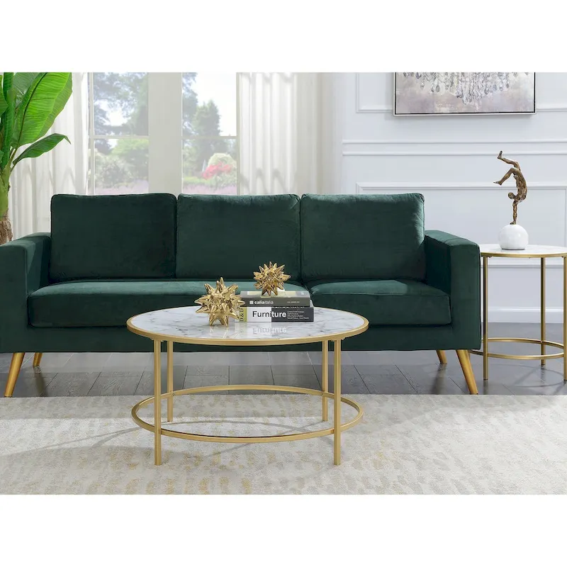 Convenience Concepts Gold Coast Faux Marble Round Coffee Table