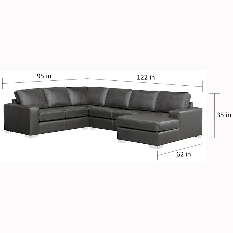 Mitchell Modern Premium Top Grain Italian Leather Sectional Sofa