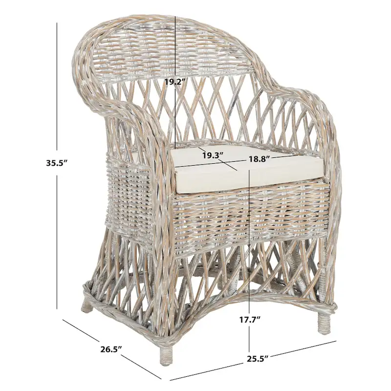 Natural Rattan Lounge Chair — 25.5 x 26.5 x 35.5 — Width 26 x Depth 27 x Height 36