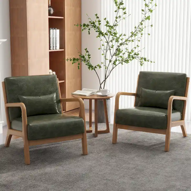 Upholstered Armchair Accent Chairs with Pillows Set of 2