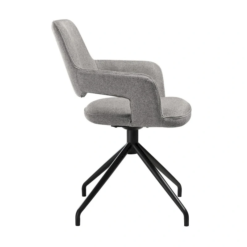 Samy 23 Inch Swivel Dining Chair Set of 2, Curved Back, Padded, Gray, Black