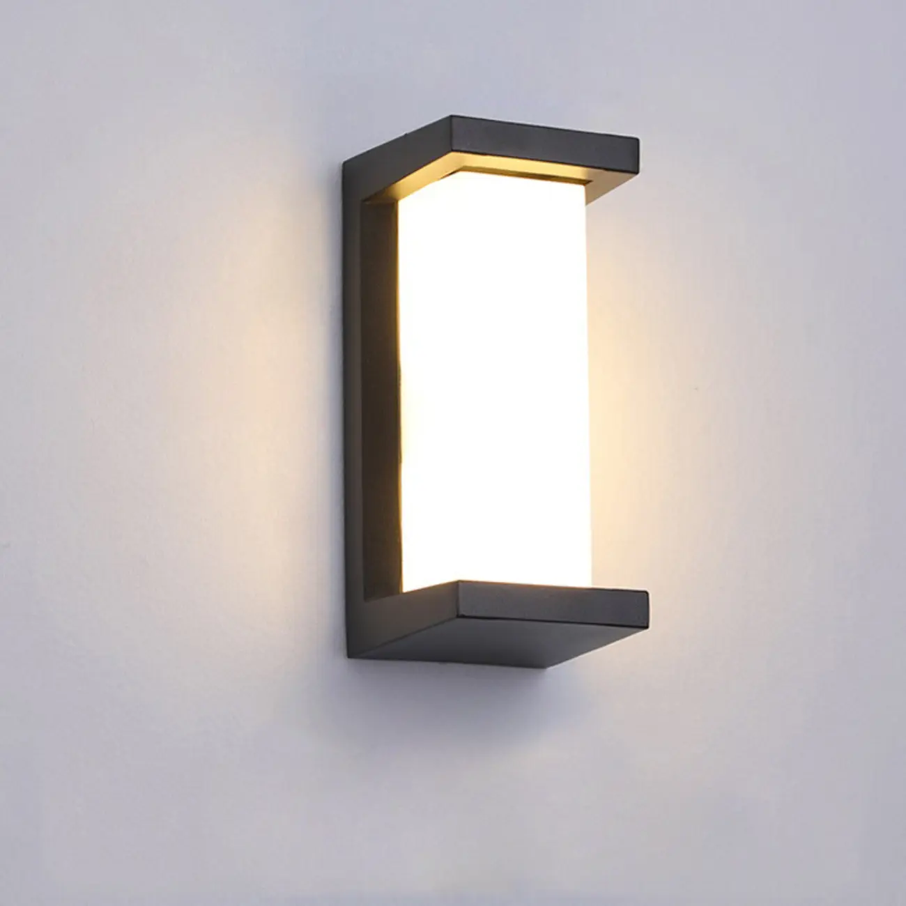 Outdoor Modern Black Metal Rectangle Minimalist Wall Sconce
