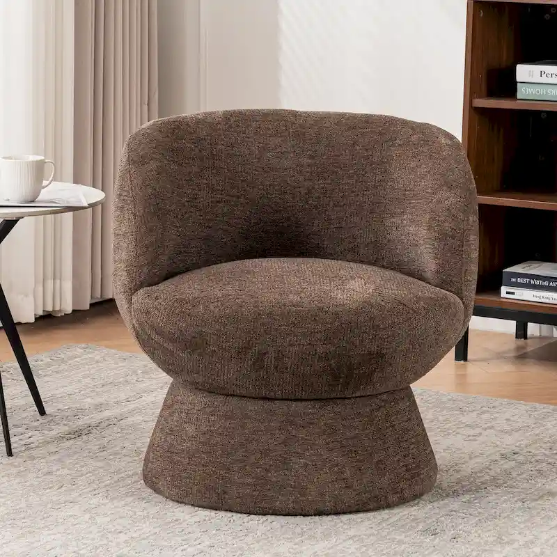 Set of1 Boucle Upholstered Modern Style Swivel Accent Chair
