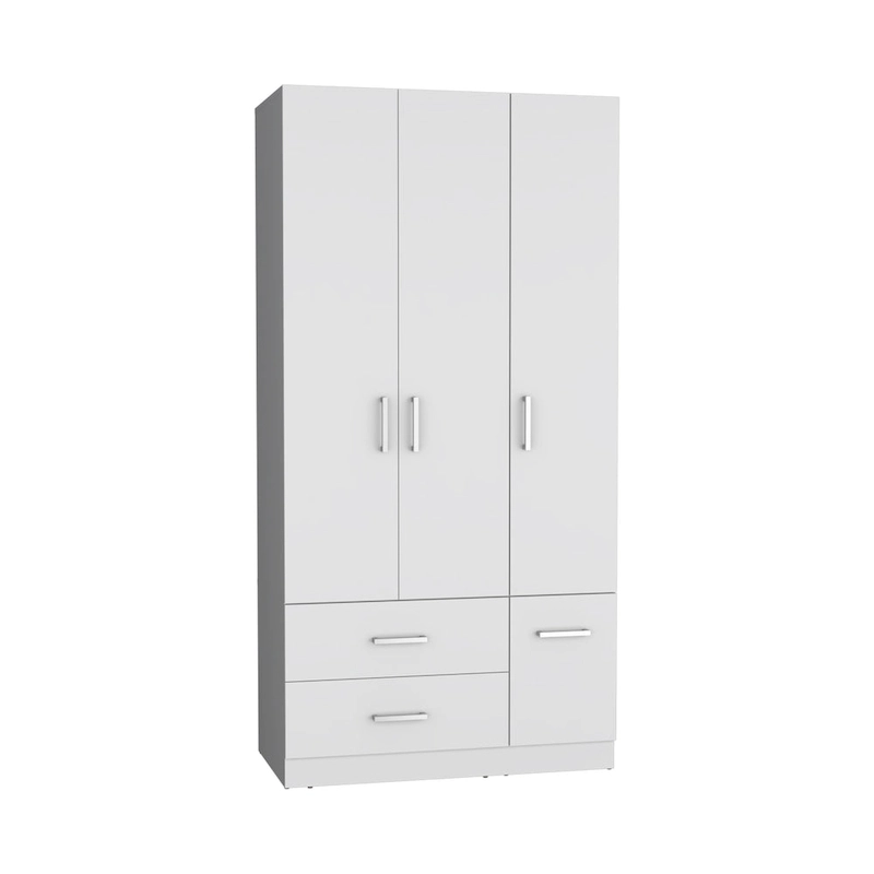 18.7 Modern Four-door Armoire with Hanging Rod, Two Drawers and 6 Shelves