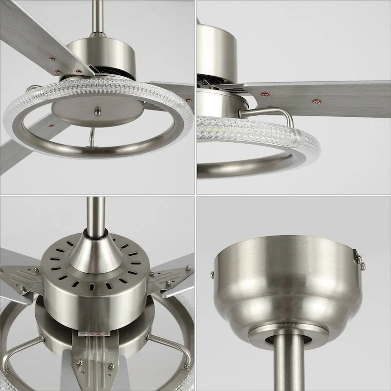 Bruno 52  1-Light Modern Industrial Iron/Acrylic/Wood Remote-Controlled 6-Speed Integrated LED Ceiling Fan, by JONATHAN Y