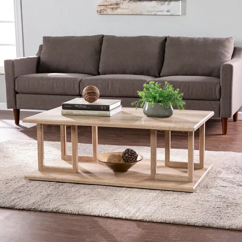 SEI Furniture Transitional Natural Wood Square Coffee Table