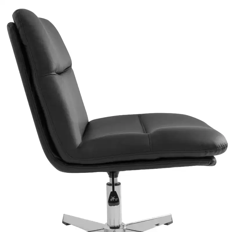 Merrick Lane Mid-Back Height-Adjustable Stationary Armless Swivel Office Chair - Padded Upholstered Wide Back and Seat, Strong Frame
