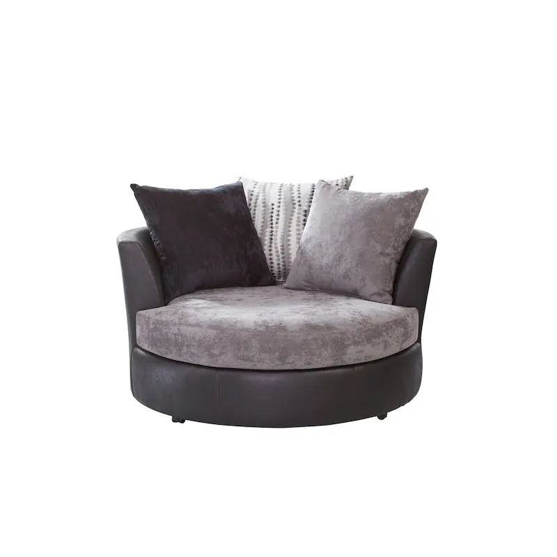 Black & Charcoal Gray Swivel Barrel Chair - 2 Person Oversized