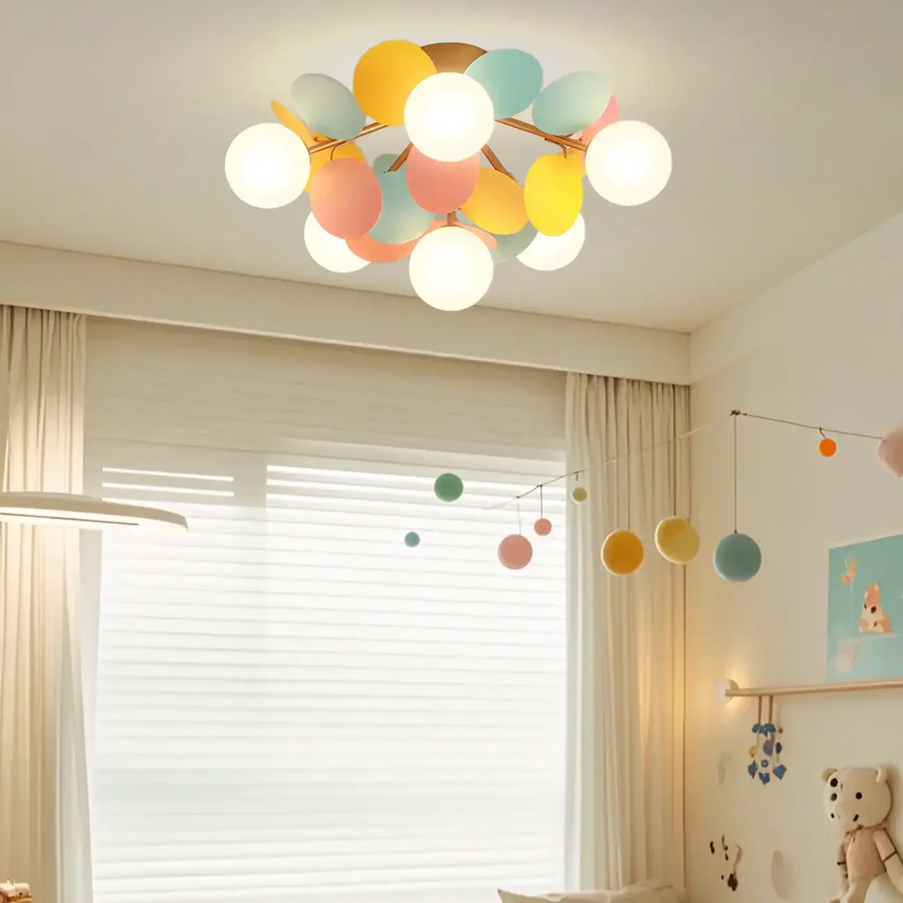 Modern Bedroom Glass Ball Semi Flush Mount Ceiling Light