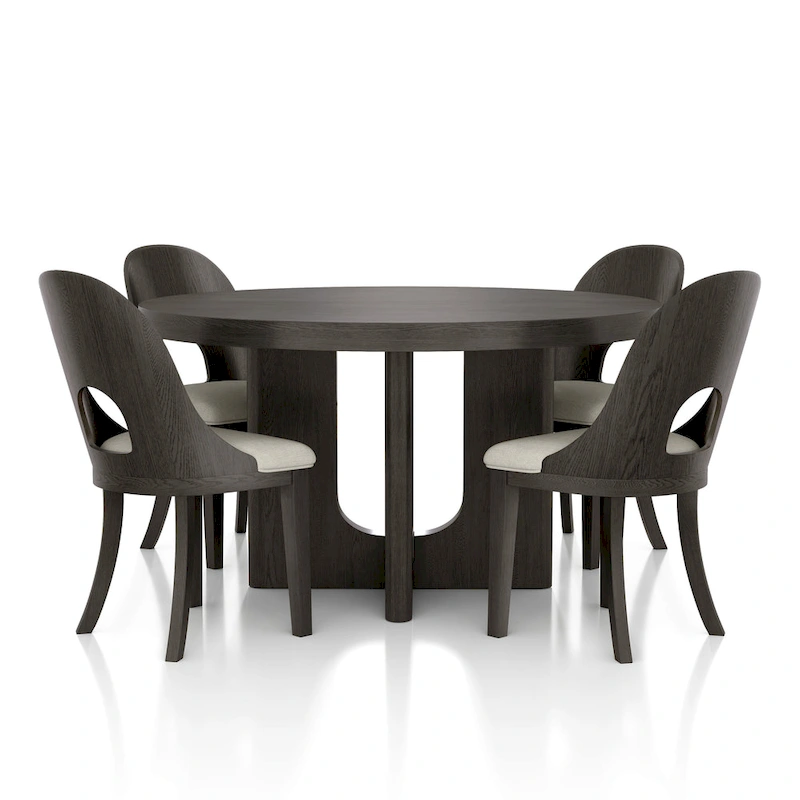 Furniture of America Piez Modern 5-Piece Solid Wood Round Dining Set