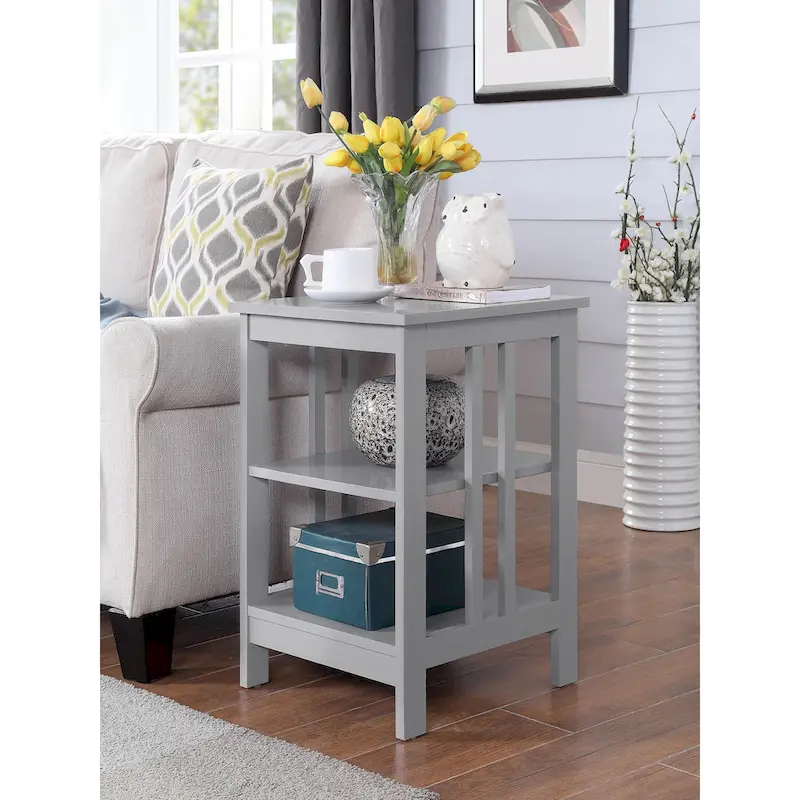 Mission End Table with Shelves