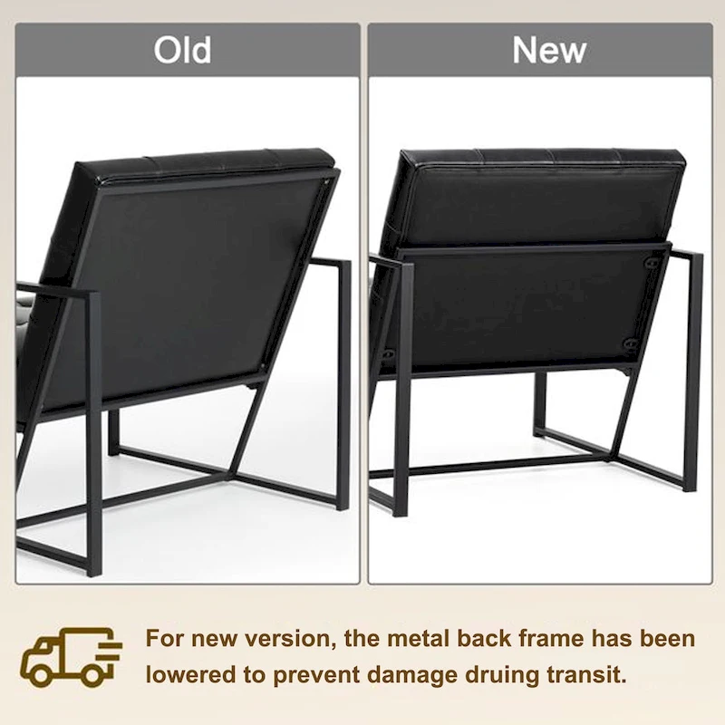 Glitzhome 29.50W Mid-Century PU Leather Tufted Accent Chair - 29.5W x 30.5H x 29.25D