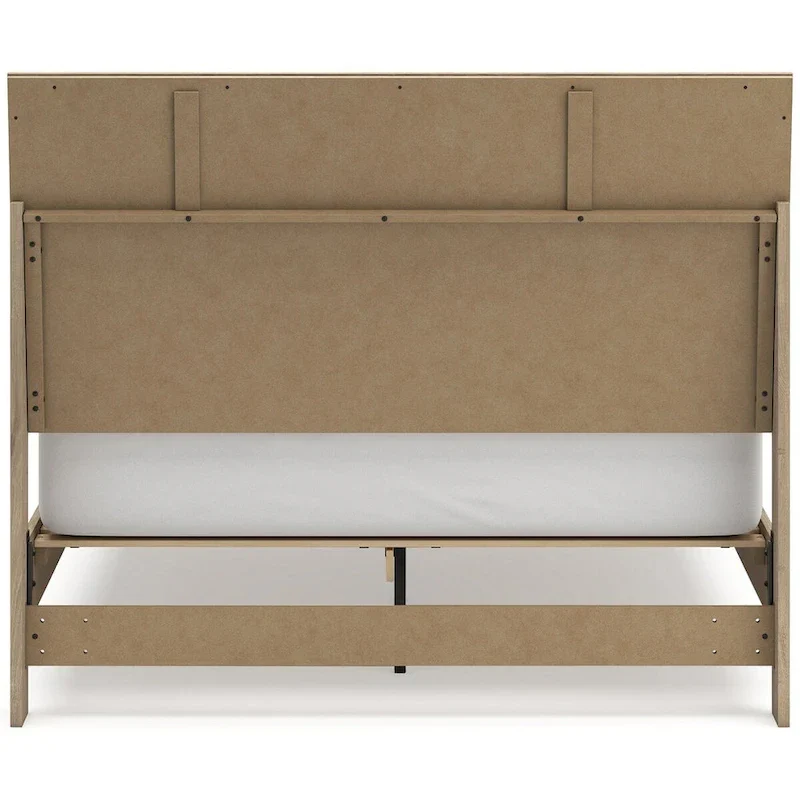 Brown Panel Headboard with Two Nightstands