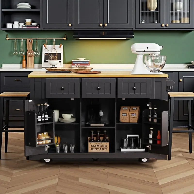 Frost 53inch Large Kitchen Island with Drop Leaf