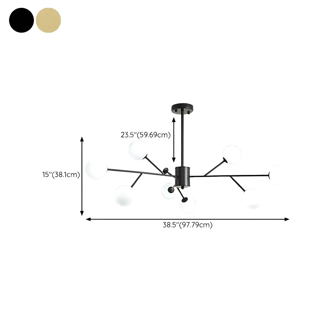 Mid-Century Modern White Globe Glass Sputnik Chandelier
