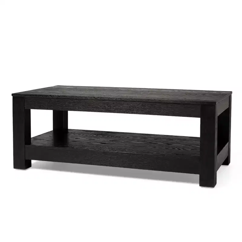 Multicolored Rectangular Wooden Coffee Table with Open Shelf