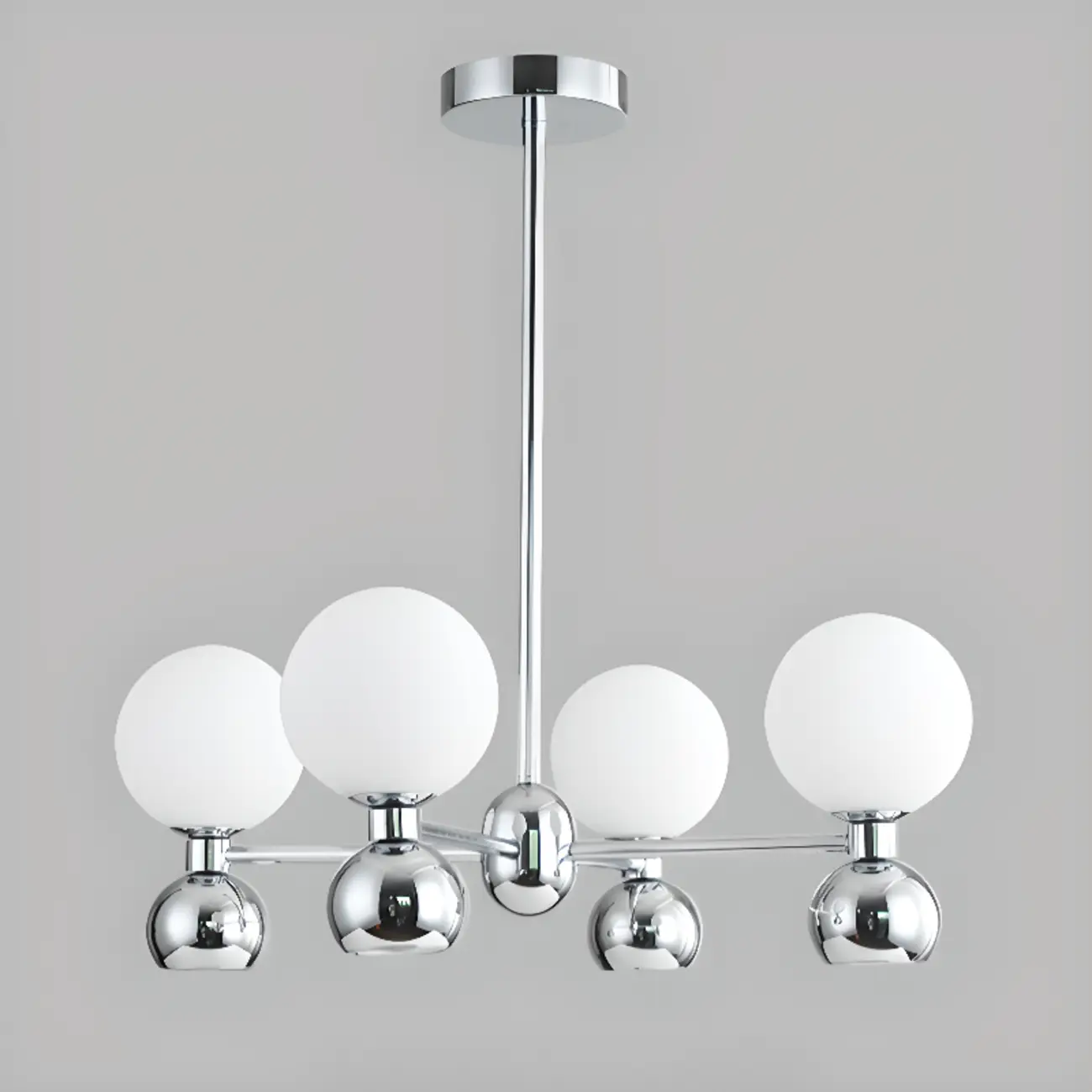 Modern Style White Globe Chandelier with Metal Frame