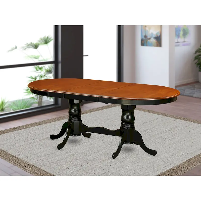 East West Furniture Plainville Kitchen Table - an Oval Dining Table Top & Double Pedestal Base, (Finish Options)