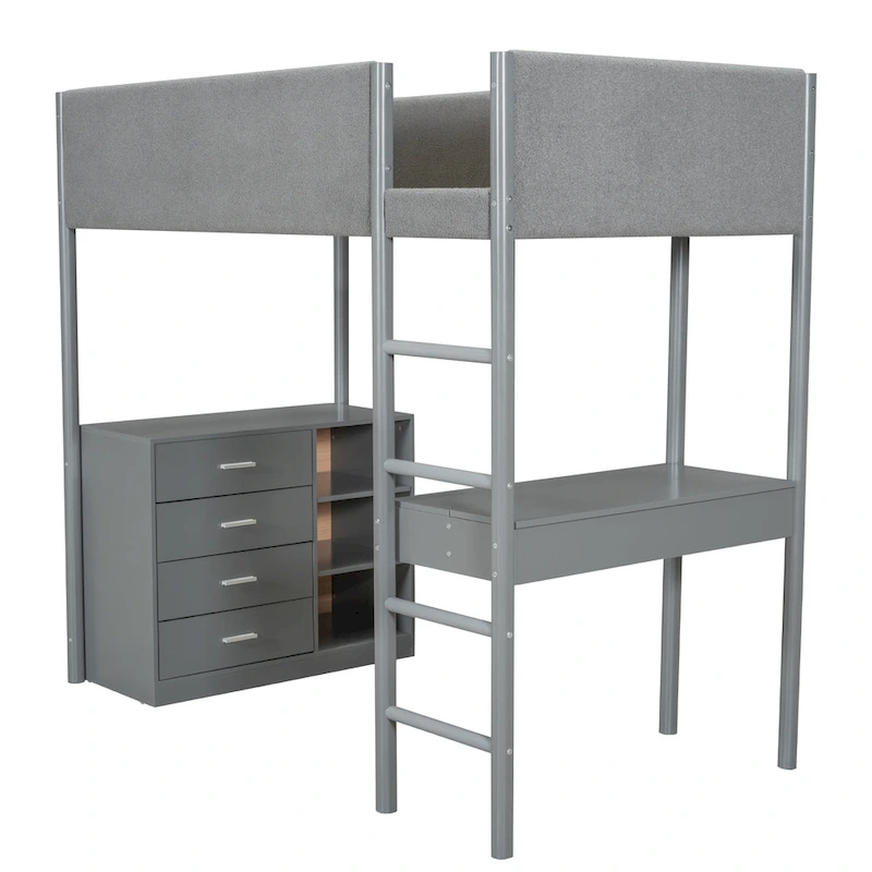 Twin Size Teddy FleeceLoft Bed Wood Bed