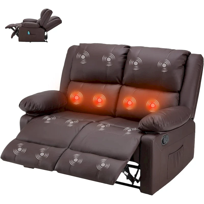 AECOJOY 2-Seater Recliner Loveseat with Heat and Massage Function