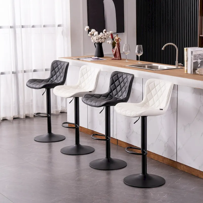 Bar Stools Set of 2 Adjustable Swivel Bar Chairs Modern Counter Stools