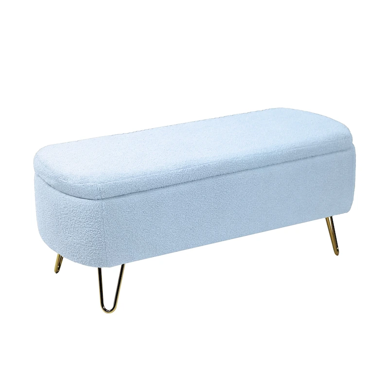 Upholster Storage Ottoman Bench with Faux Fur - 39.37L x 15.75W x 15.5H