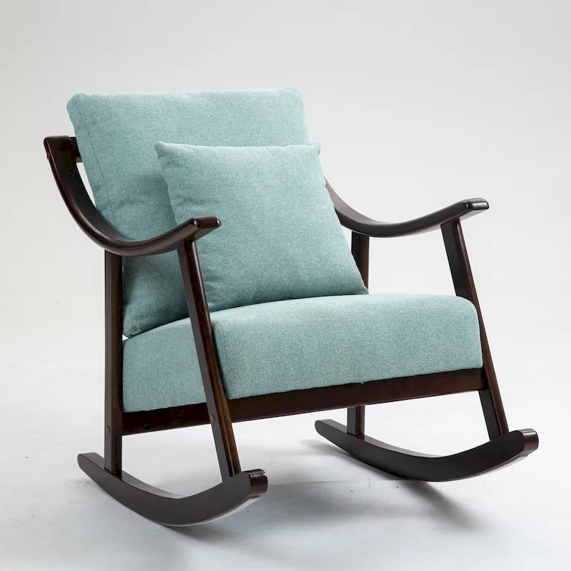Linen Solid Wood Rocking Arm Chair