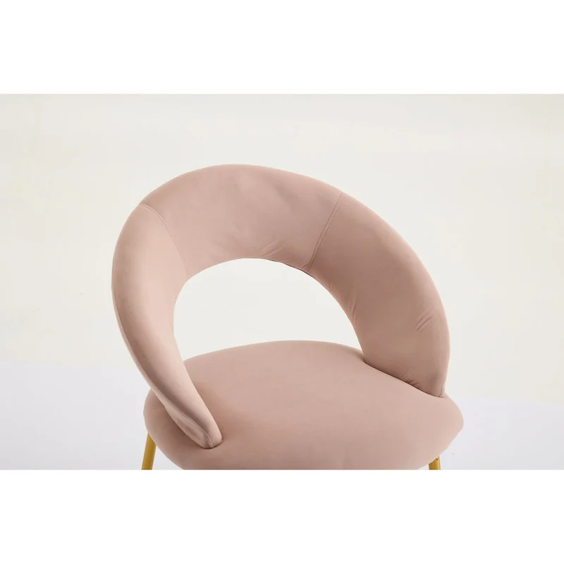 Velvet Dining Chair with Curved Backrest - Gold Legs - Single Seat