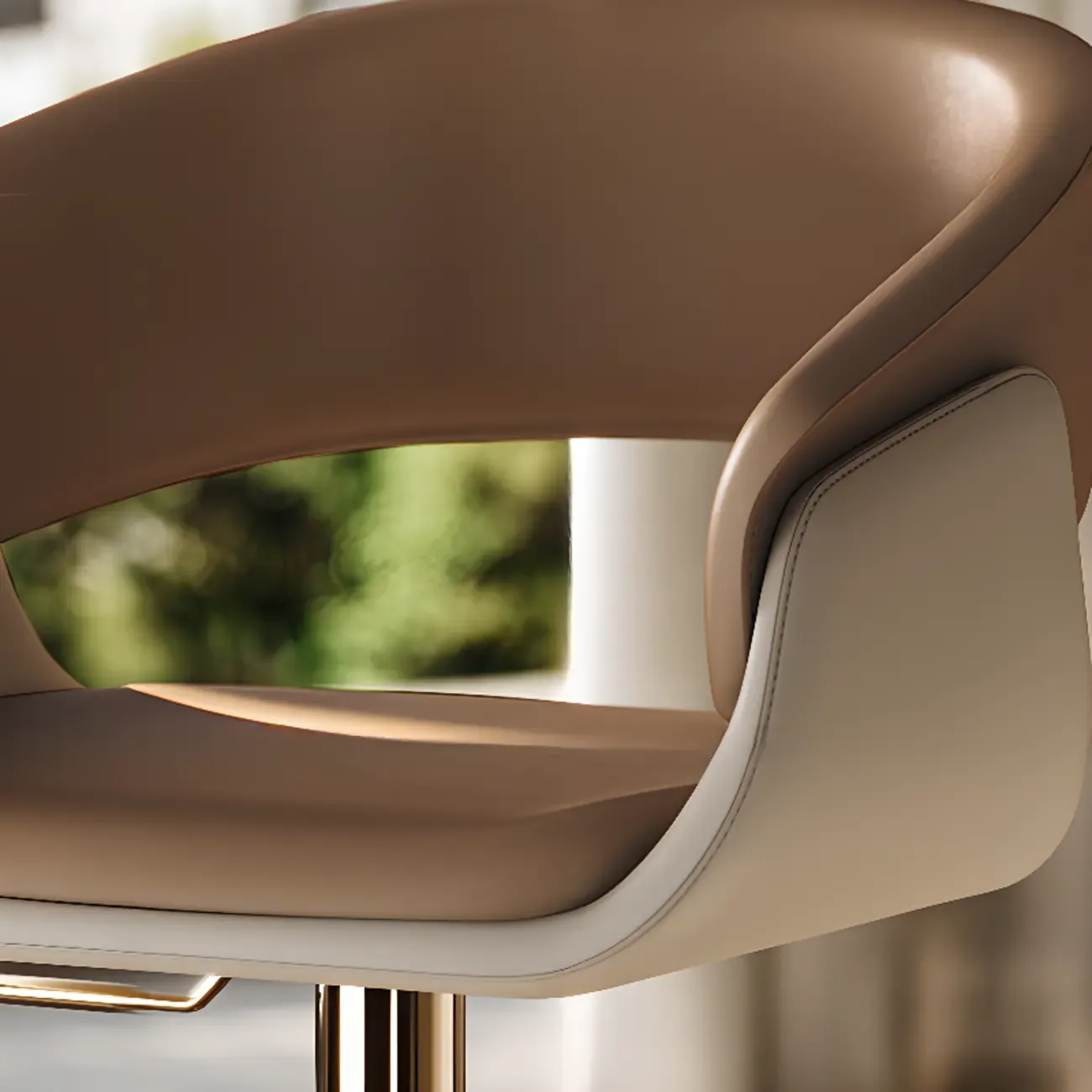 Brown Swivel Genuine Leather Counter Stools with Backs