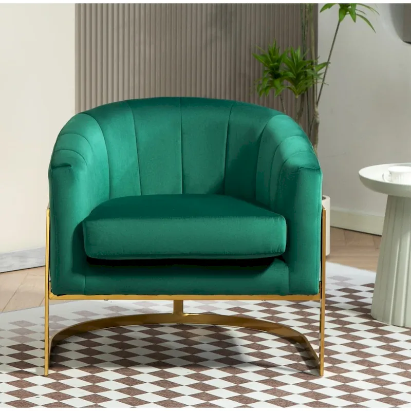 Modern Velvet Gold Accent Armchair