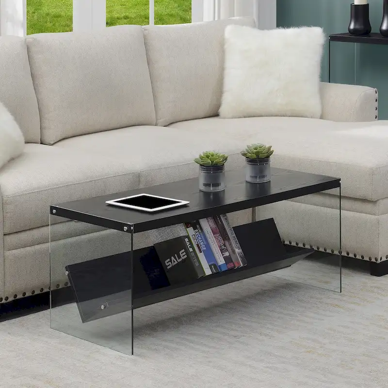 Convenience Concepts SoHo Glass Coffee Table with Shelf