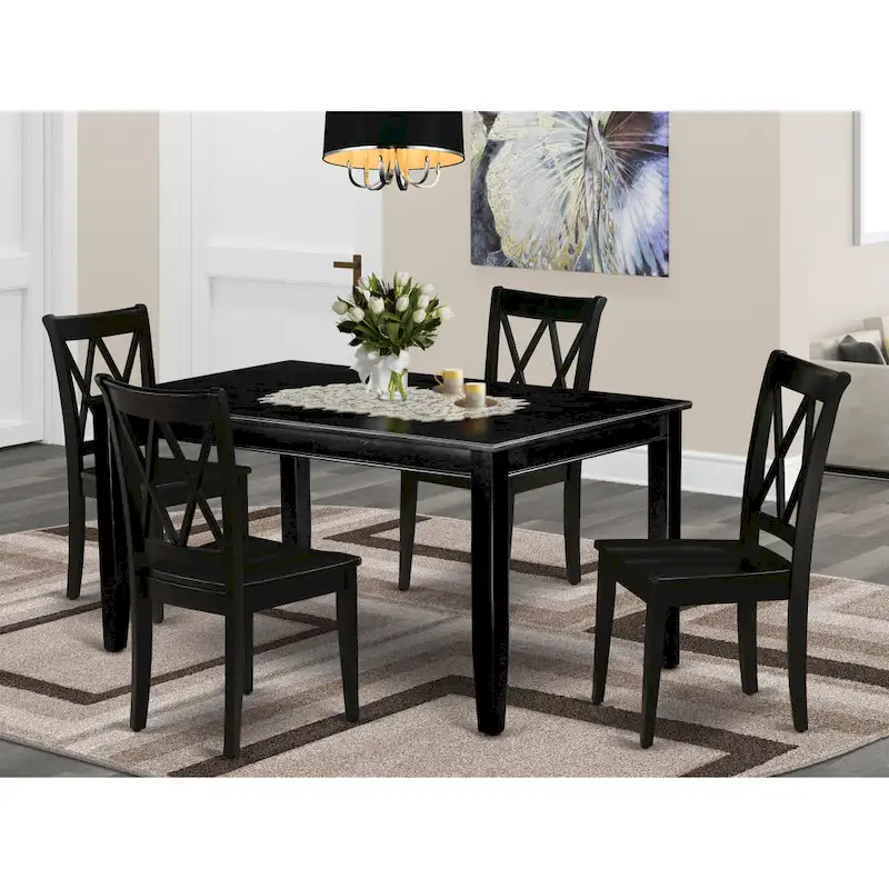 East West Furniture Dining Room Table Set Consist of a Rectangle Kitchen Table and Dining Chairs, Black (Pieces Option)