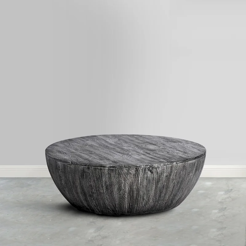 Arthur 35.5 Inch Round Mango Wood Coffee Table Subtle Grains