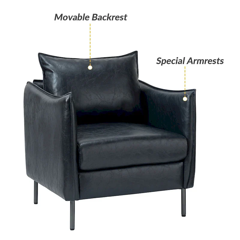 Jaime Modern Vegan Leather Accent Chair with removable Cushion by HULALA HOME