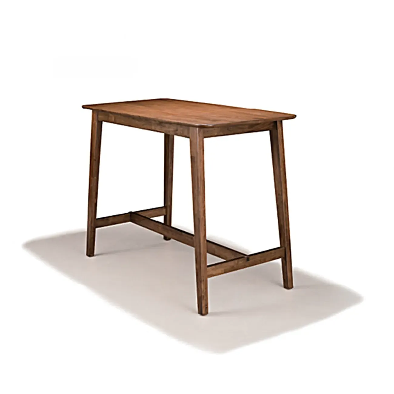 Scandinavian Brown Wooden Rubberwood Footrest Bar Tables