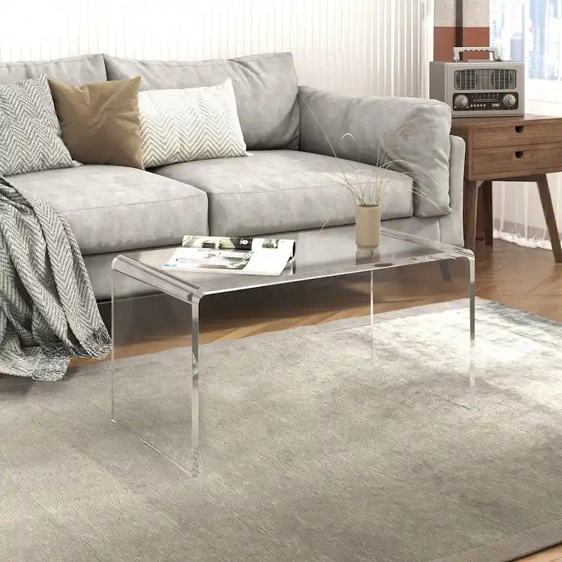 Rectangle All Acrylic 15mm Thick Waterfall Coffee Table