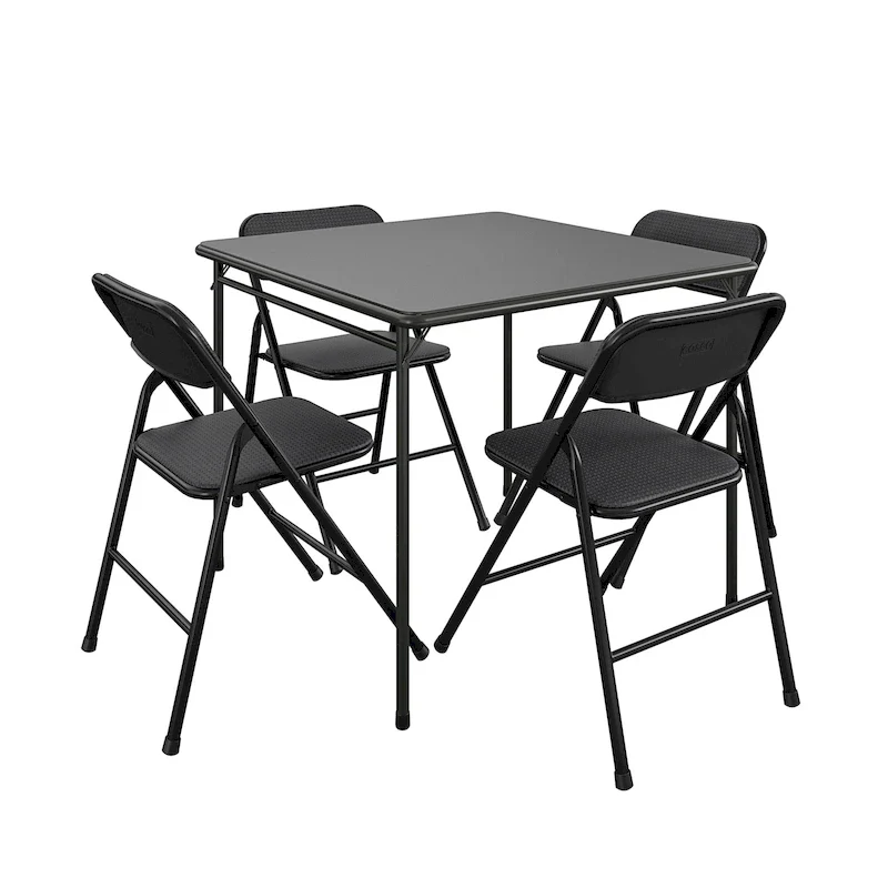 COSCO 5-Piece Folding Vinyl Table and Fabric Chair Set - 5 piece