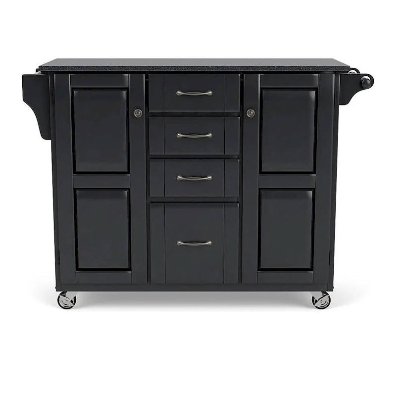 Homestyles Black Wood Kitchen Cart - 48 x 18 x 36