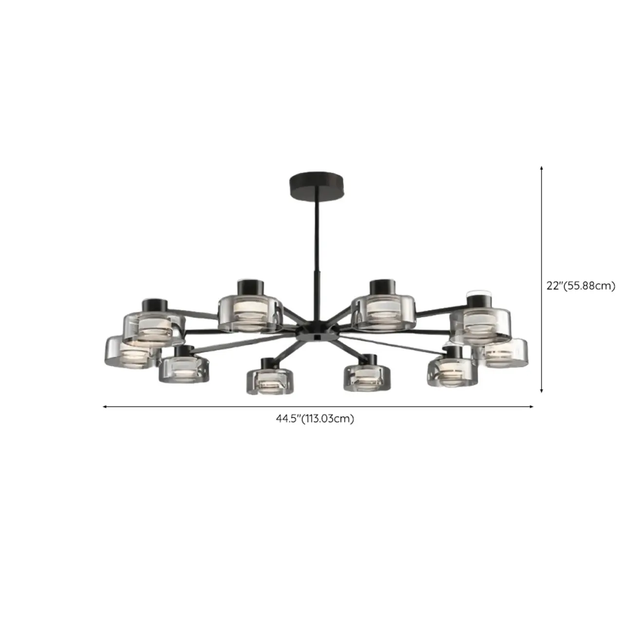 Modern Black Circle Round Glass LED Chandelier